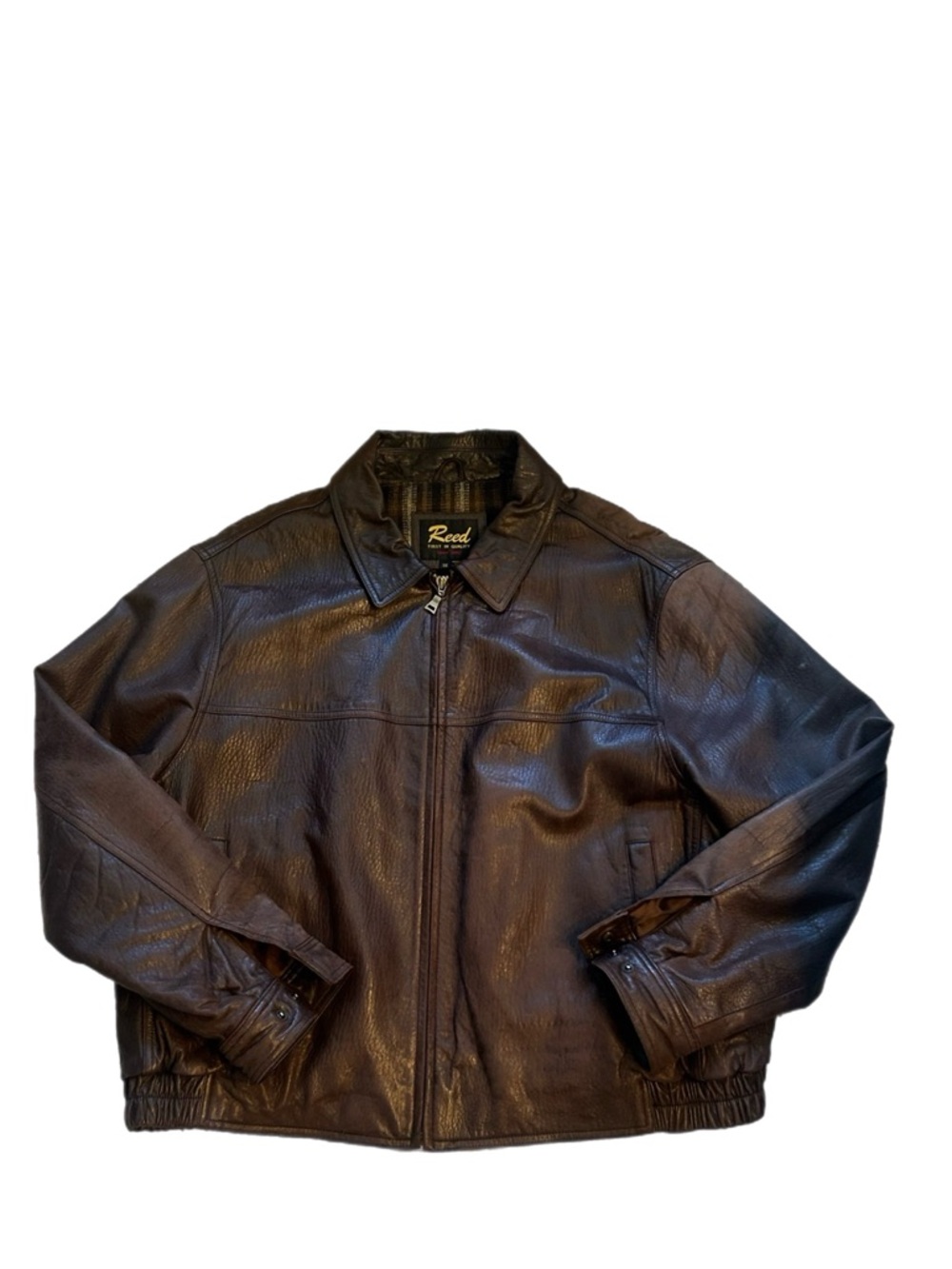 Men's Brown Leather Zip Jacket